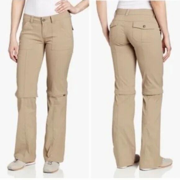 Prana Monarch Convertible Straight Leg Pants Beige Hiking Climbing Women's 12 - Picture 1 of 9